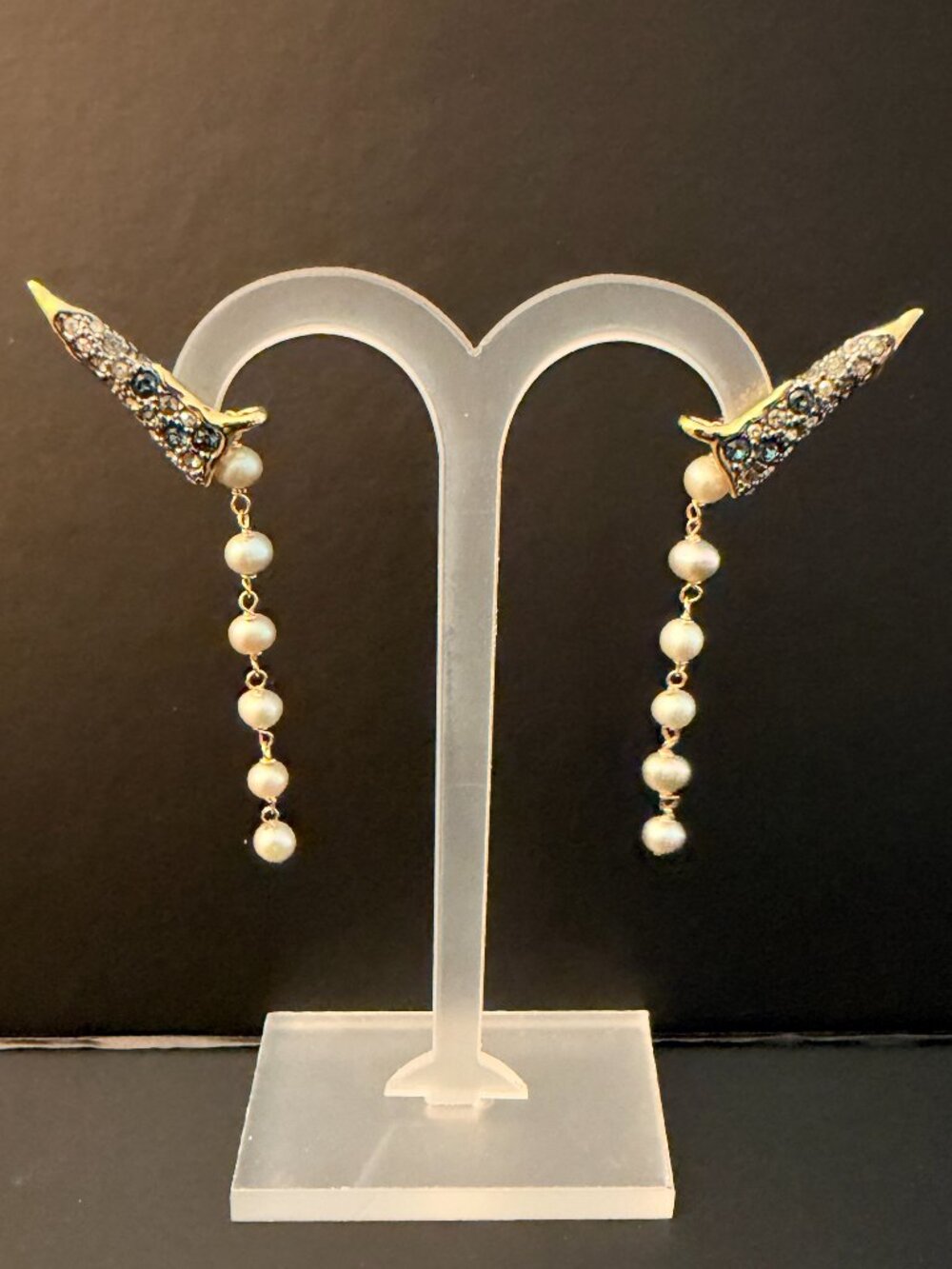 Alexis Bittar Solanales Crystal Spear Pearl Drop Earrings